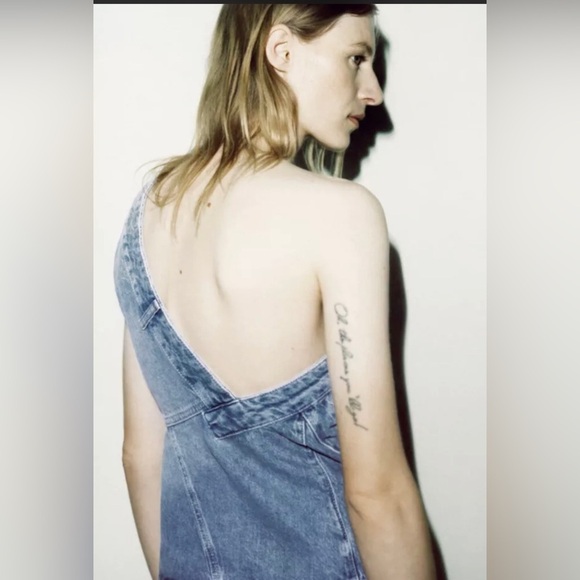 Zara asymmetrical neckline one shoulder denim sleeveless top size XS new - Picture 3 of 4